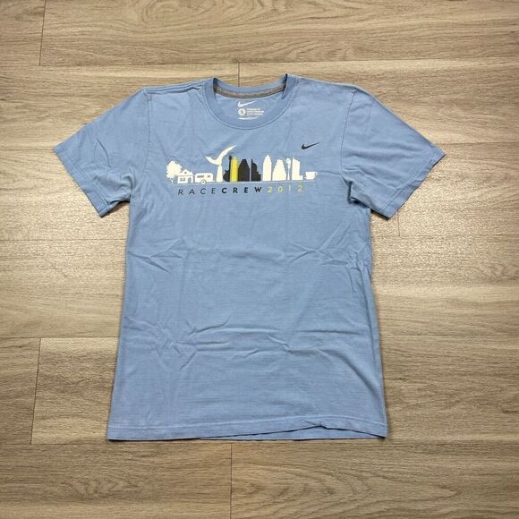 Nike Shirt Mens Small Blue Livestrong Austin Texas Marathon Short Sleeve - Picture 1 of 12